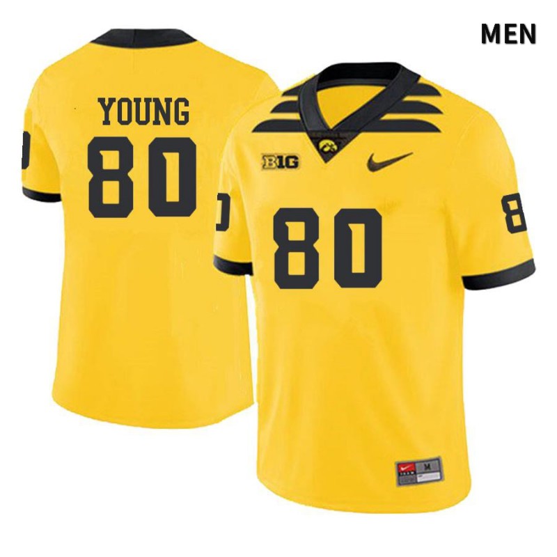 Men's Iowa Hawkeyes NCAA #80 Devonte Young Yellow Authentic Nike Alumni Stitched College Football Jersey BS34M17NT